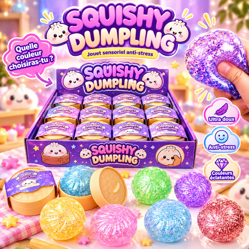 Mini Dumpling Squishy Kawaii à Paillettes – Surprise & Anti-Stress