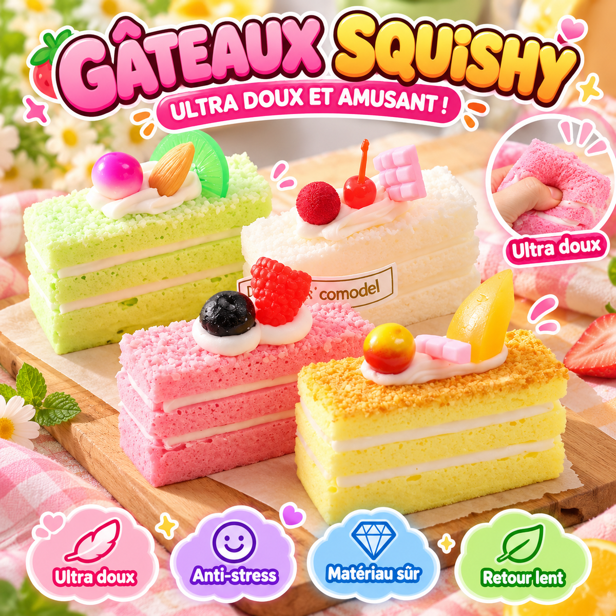 Gâteau Squishy Réaliste – Dessert Kawaii