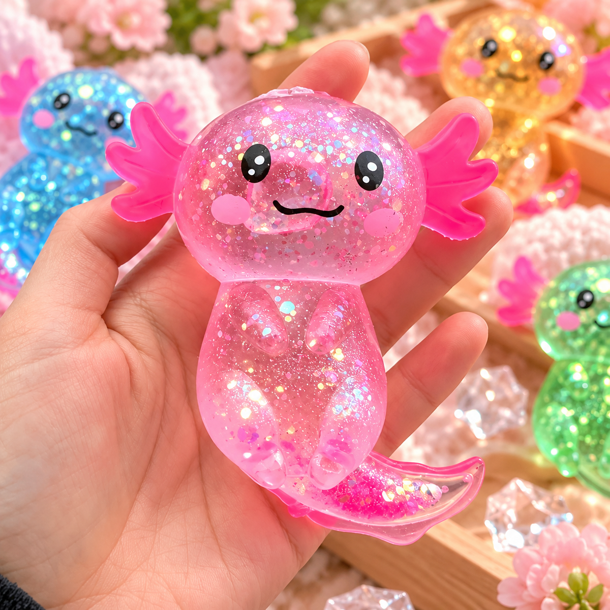 🦎 Axolotl Squishy Coloré – Doux, Stretchy & Ultra Fun