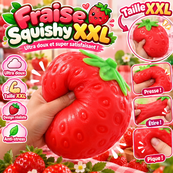 Giant Strawberry Squishy XXL – Fraise Kawaii