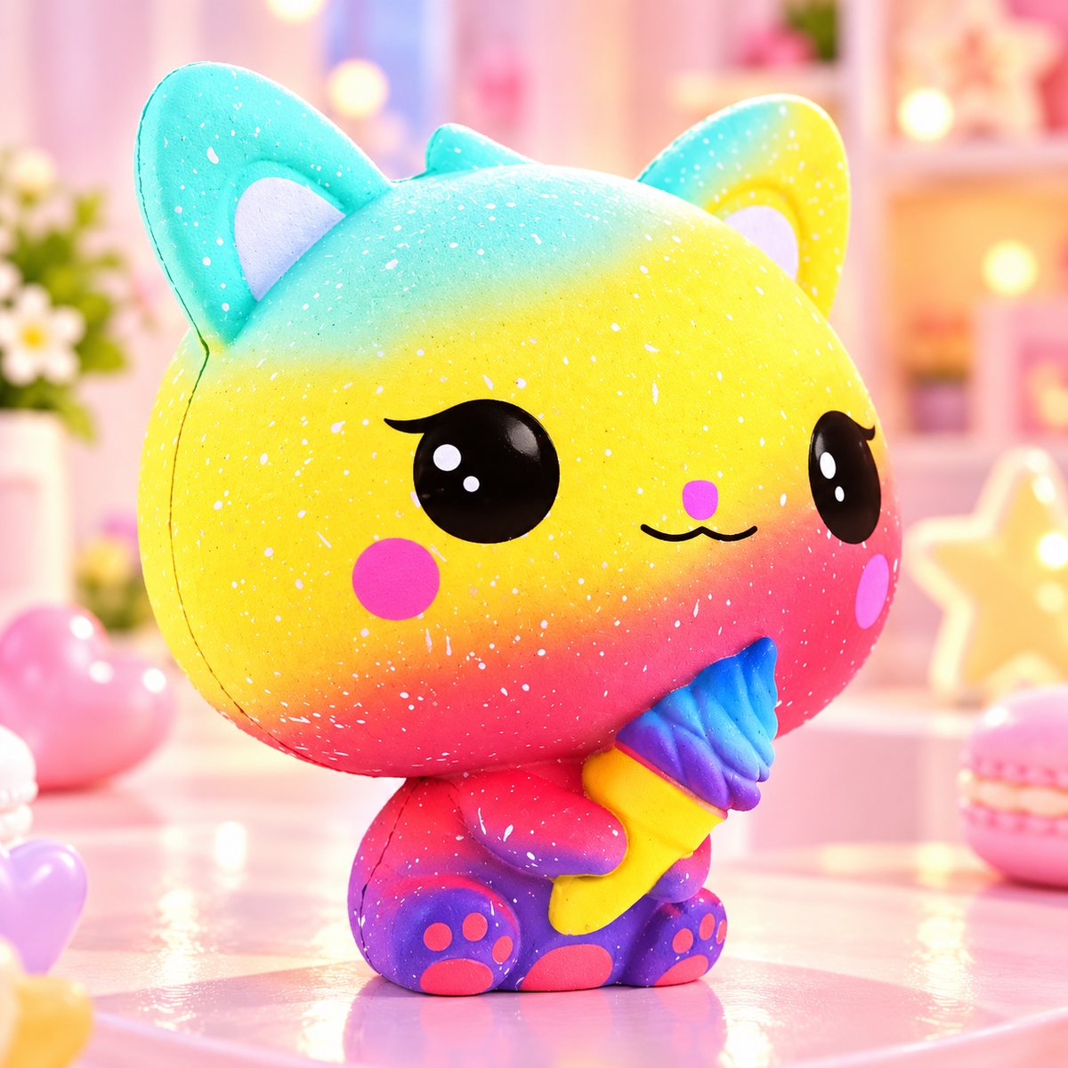 Chat Squishy Kawaii à Presser – Retour Lent & Anti-Stress
