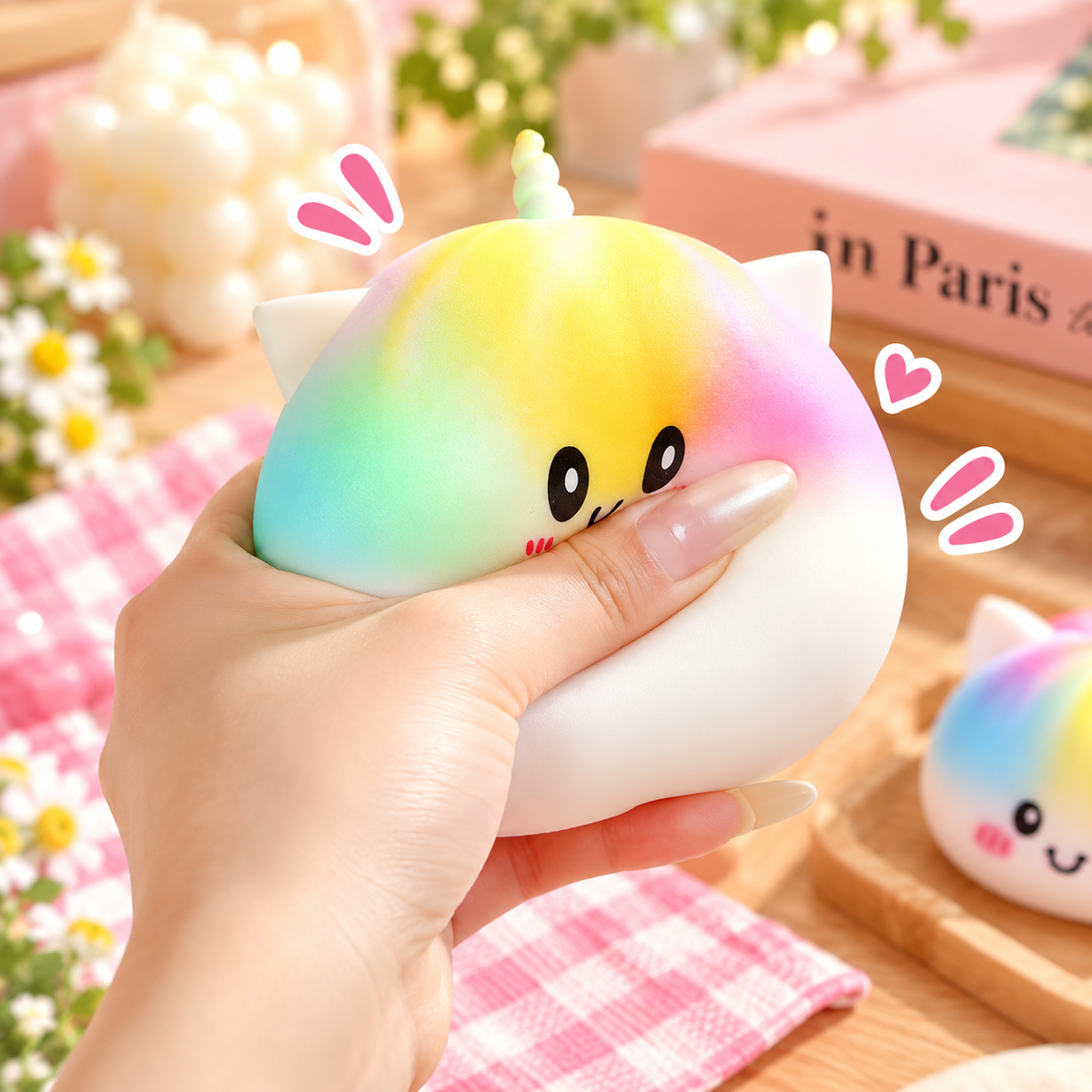 Grand Bun Licorne Arc-en-Ciel Squishy