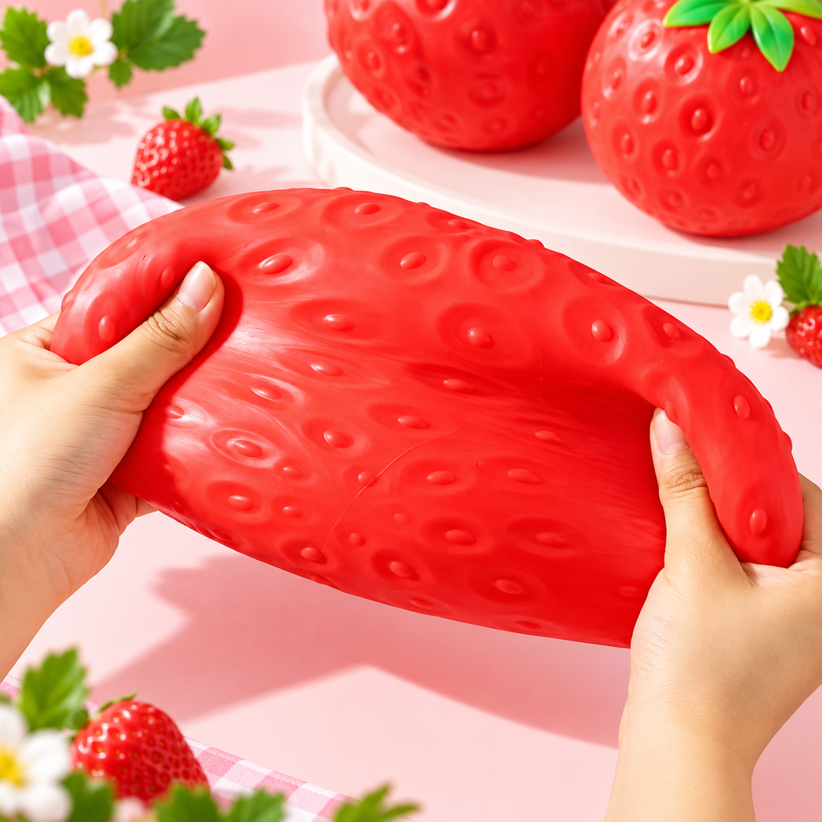 Giant Strawberry Squishy XXL – Fraise Kawaii