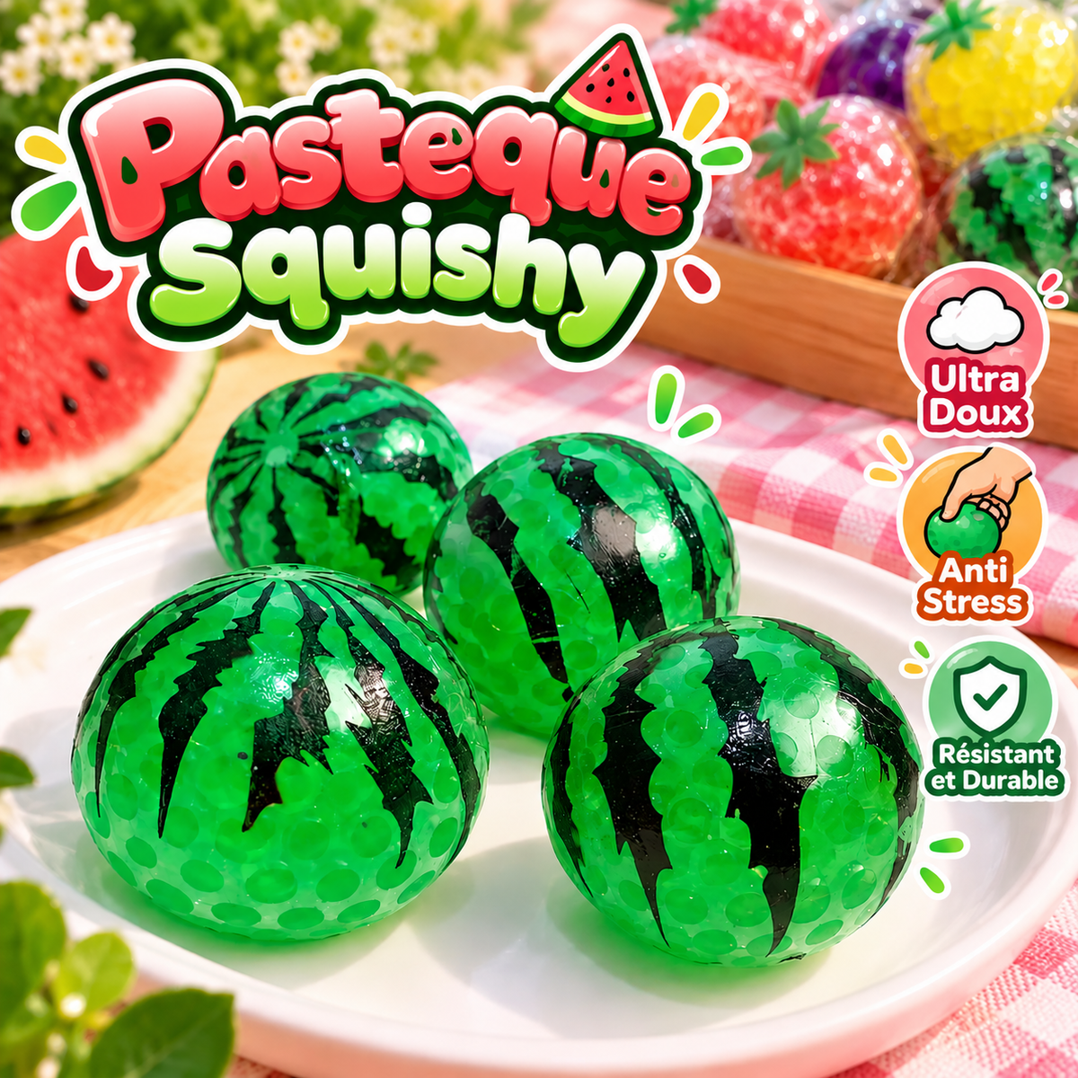 🍉 Pastèque Squishy – Douce & Slow Rising
