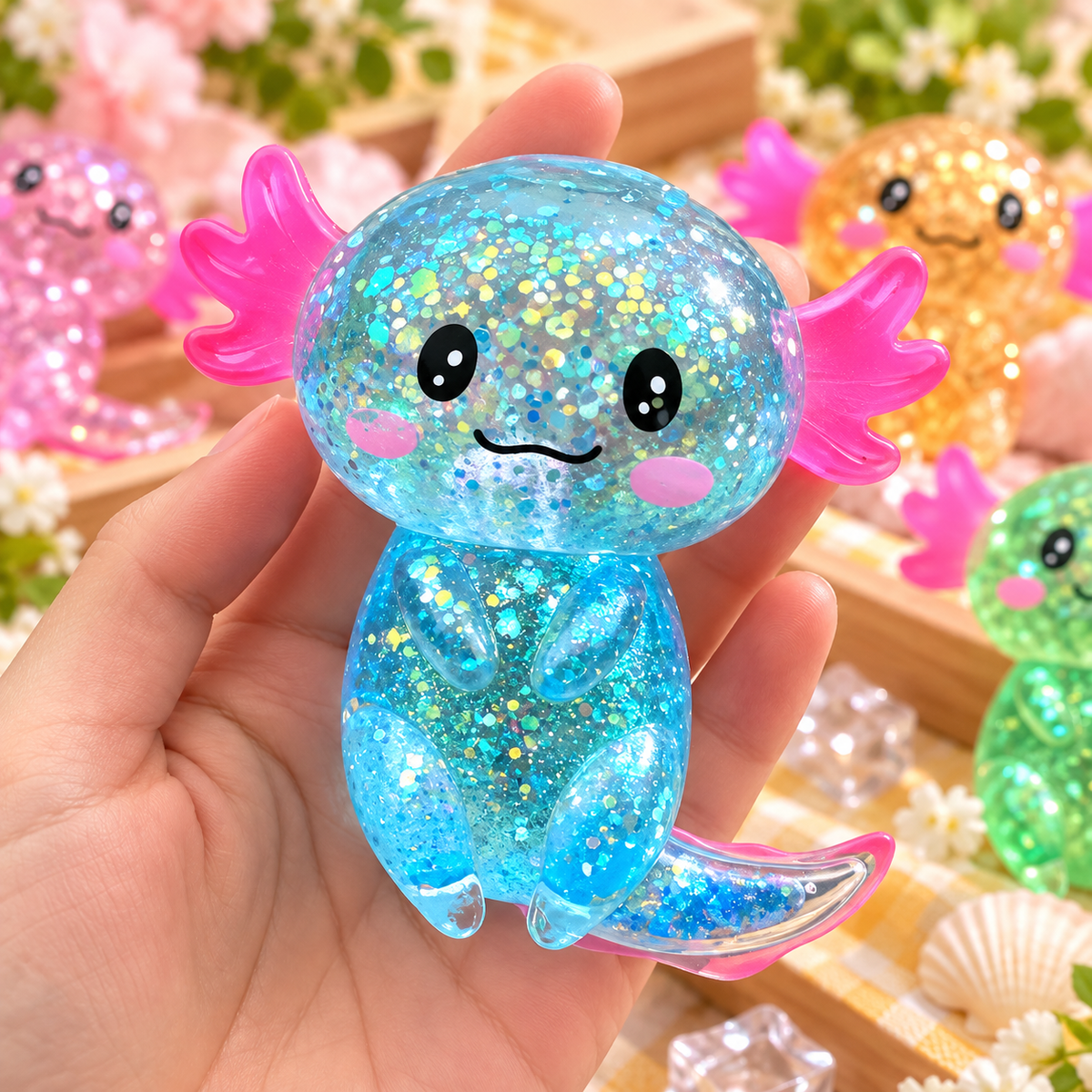 🦎 Axolotl Squishy Coloré – Doux, Stretchy & Ultra Fun