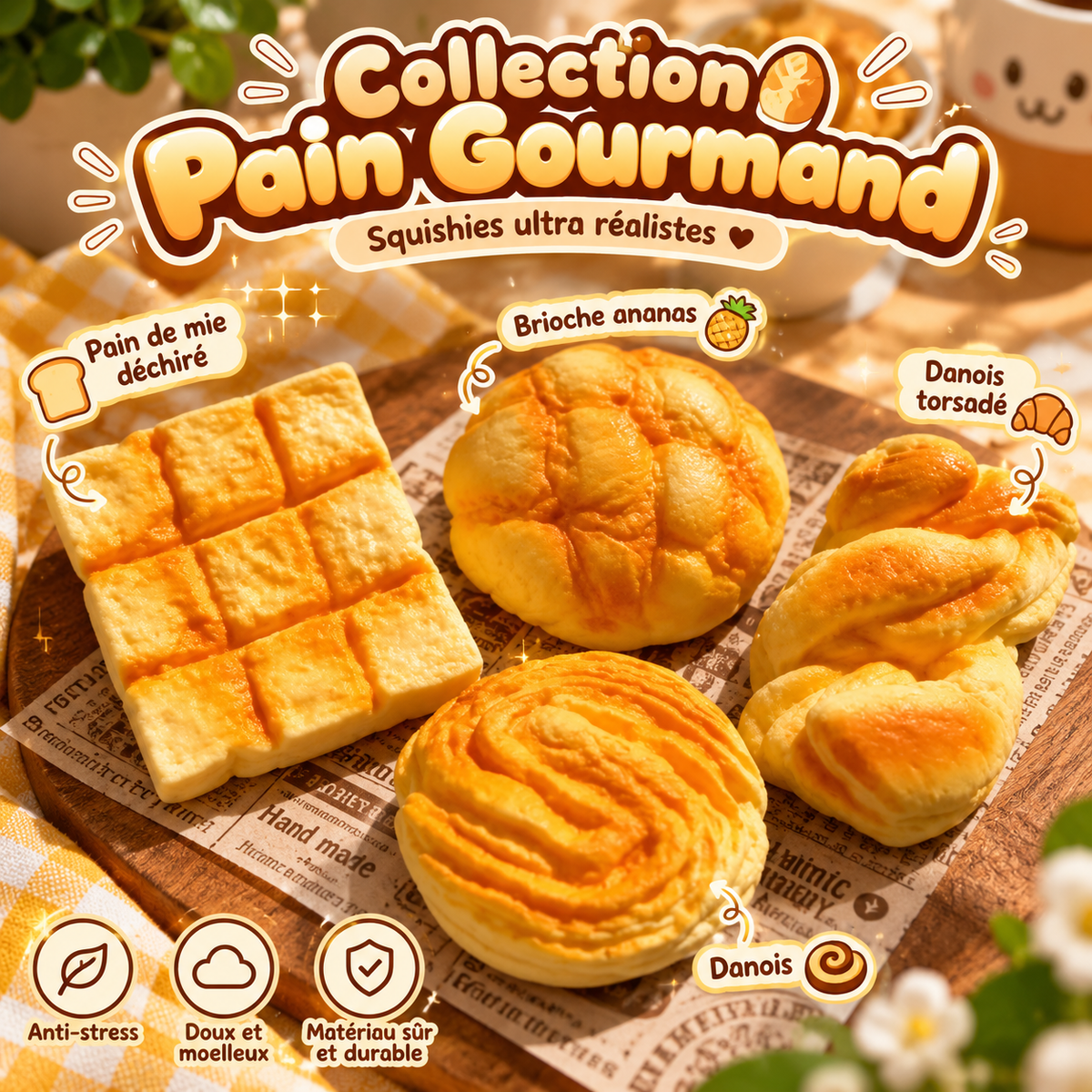 🍞 Brioche Ananas Squishy XXL – Ultra Moelleuse & Slow Rising