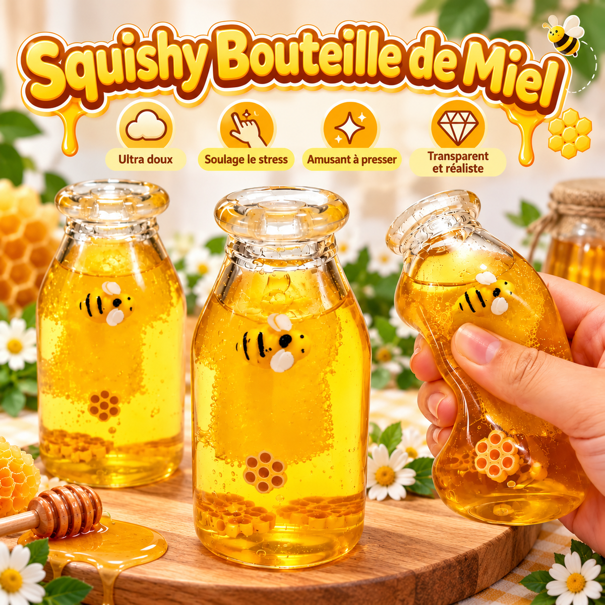 🍯 Bouteille de Miel Squishy – Gourmande & Ultra Douce