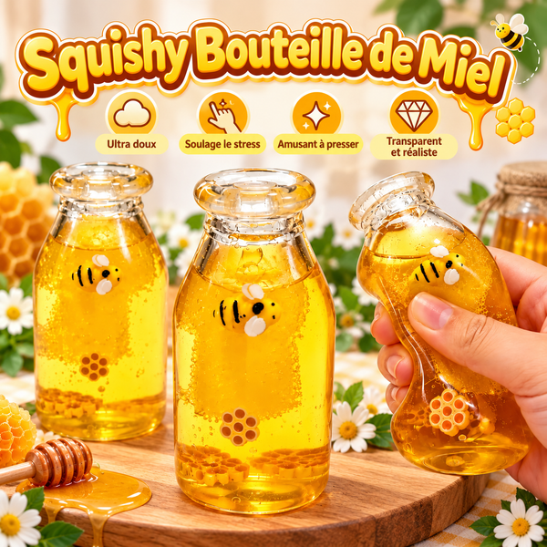 🍯 Bouteille de Miel Squishy – Gourmande & Ultra Douce