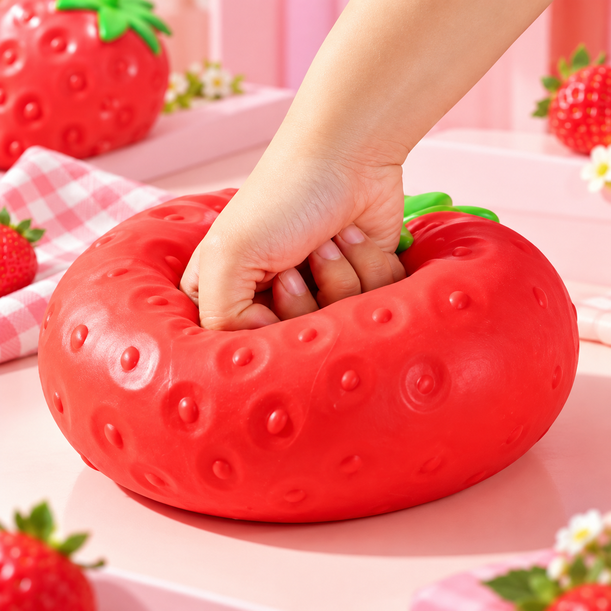 Giant Strawberry Squishy XXL – Fraise Kawaii