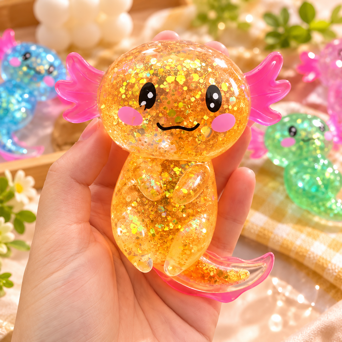 🦎 Axolotl Squishy Coloré – Doux, Stretchy & Ultra Fun